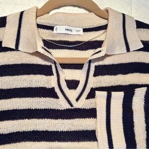 Mango Striped Polo Neck Sweater